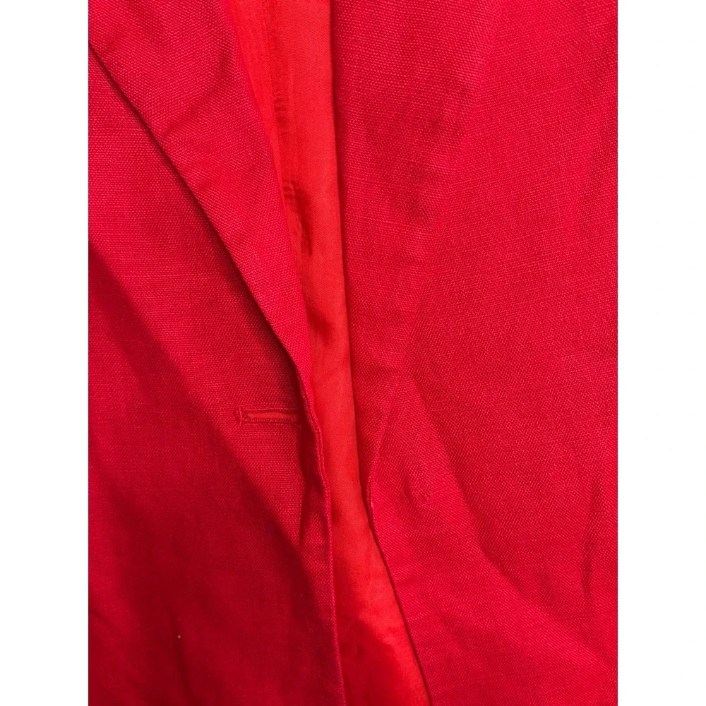 Casual Corner Vintage Red Linen Blazer Jacket Size 8 RN 58973 MISSING BUTTON